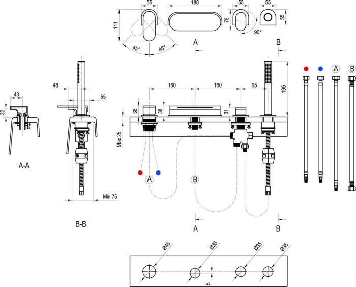 Смеситель для ванной CR 025.00 Chrome X070073 RAVAK
