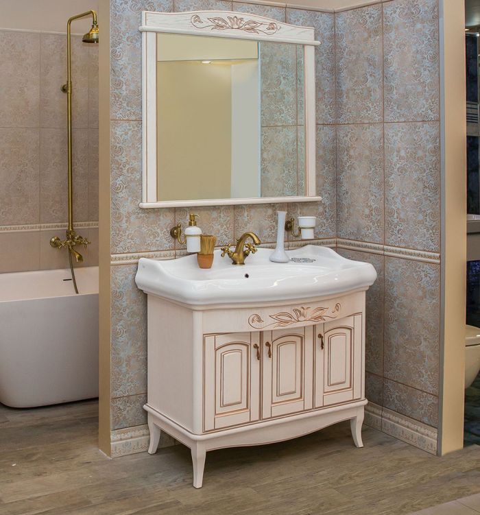 Тумба с умывальником Микела Ваниль 100, Аква Родос