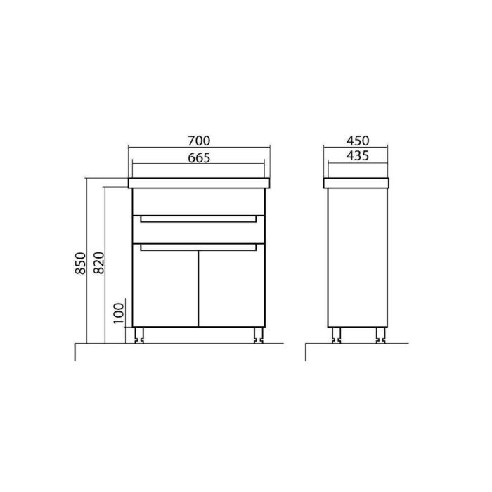Тумба с умывальником Омега Frame 70, Аква Родос
