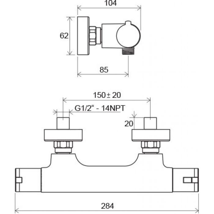 Смеситель для душа TERMO X070034 RAVAK