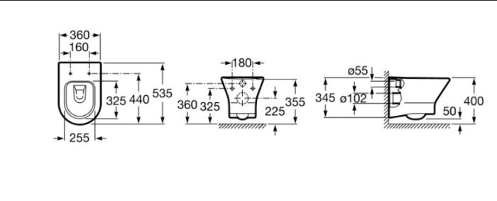 Нексо унітаз підвісн.RIM+криш. в/п  A34H64L000  Roca ІСПАНІЯ