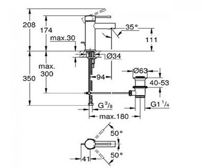 Смеситель для умывальника Essence (32898001), Grohe