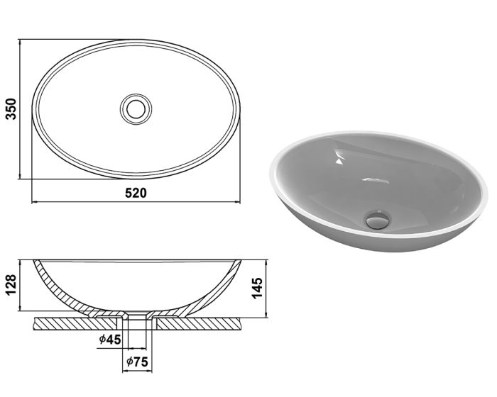 Умывальник «Фиеста» 52 см черный А200М МАТ