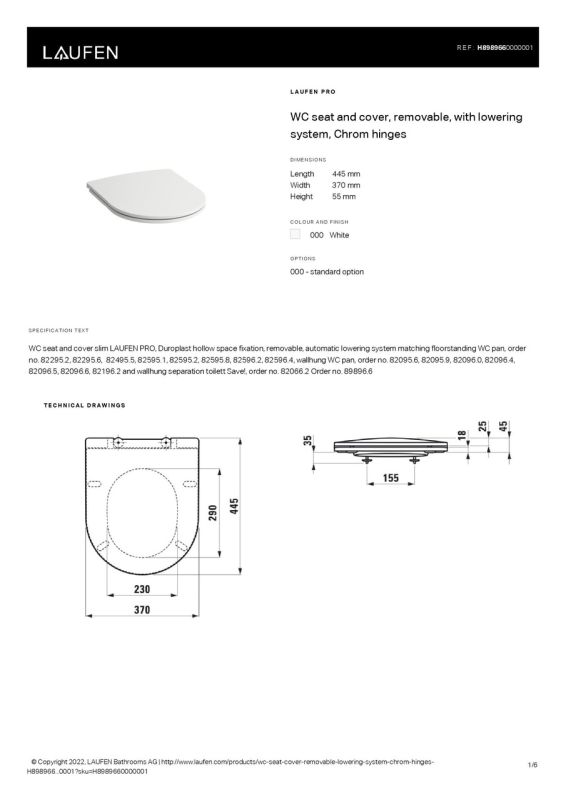 Кришка для унітаза Laufen PRO slim soft-close H8989660000001 LAUFEN