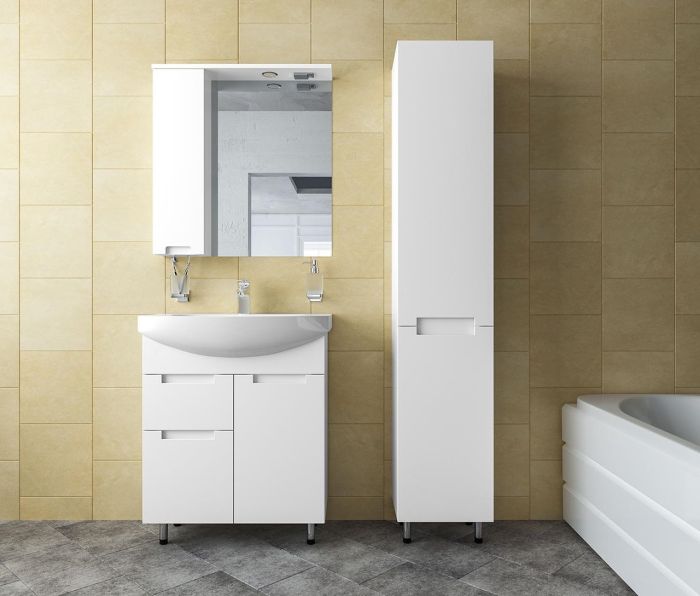 Дзеркало з шафкою Квадро 60 (L), Аква Родос