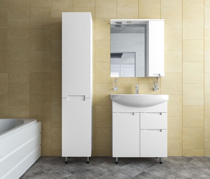 Дзеркало з шафкою Квадро 70 (R), Аква Родос