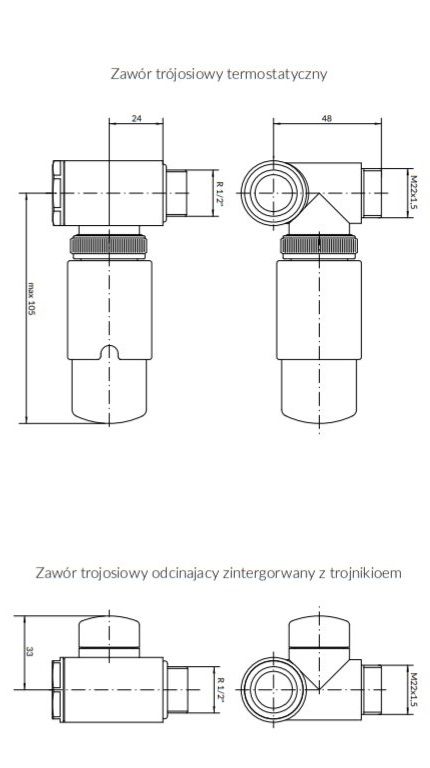 Набір вентилів трьохосьовий термостатичний правий білий мат Integra All in One Terma