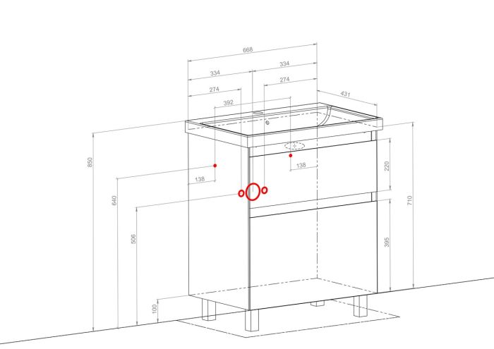Тумба с умывальником Элит 70 Аква Родос