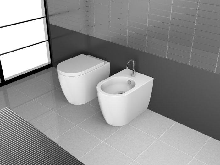 SMBID Биде напольное с одним отверстием под смеситель 34x53x27h Smile Cielo Италия