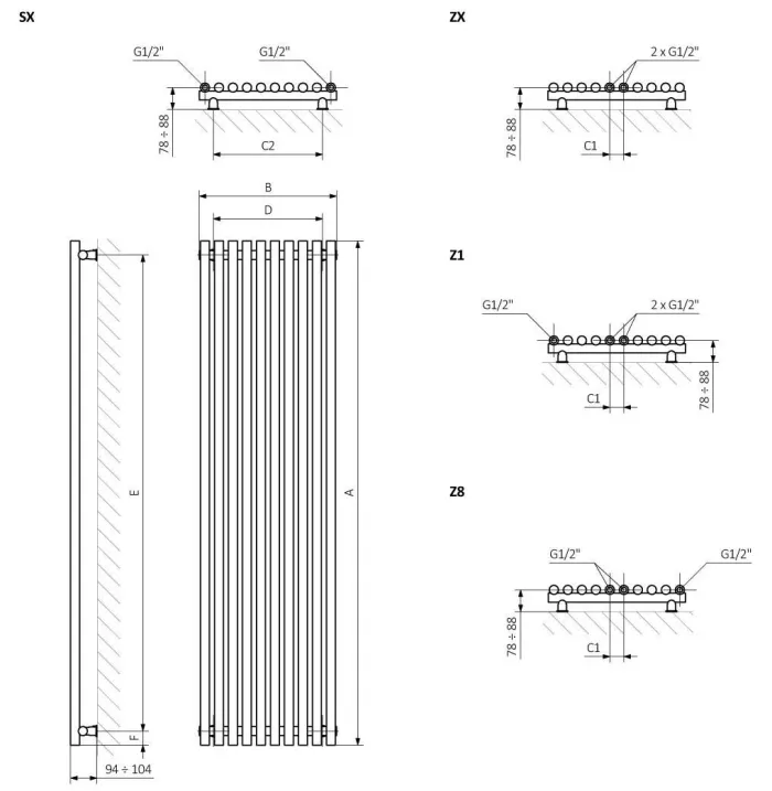 Полотенцесушитель Tune VWS 1800x490 Ral 9005 WGTSV180049K9M5Z8 Terma