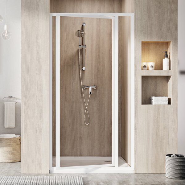 Душевые двери двухэлементные SDOP-90 1950 Transparent White RAVAK