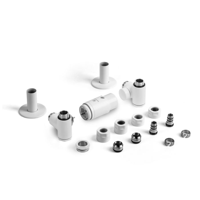 Набор вентилей трехосный термостатический левый белый мат Integra All in One Terma