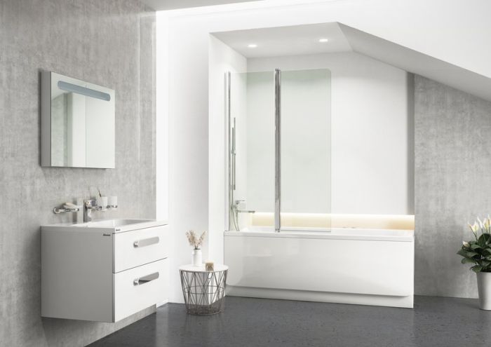 Шторка для ванны двухэлементная CVS2-100 L Transparent, (7QLA0U00Z1) RAVAK