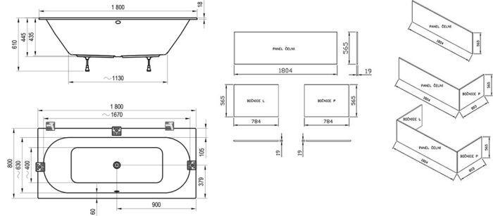 Ванна прямокутна CITY SLIM 180x80, RAVAK