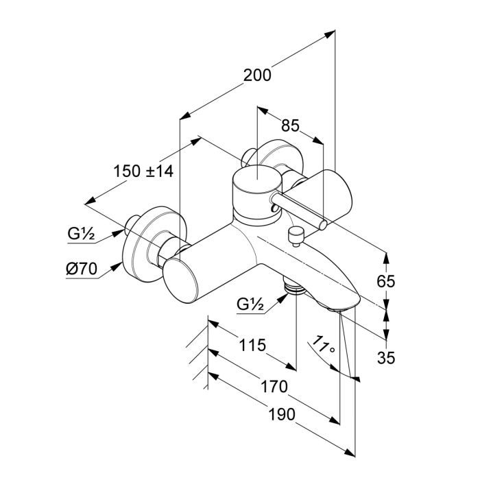 Змішувач для ванни DN 15 Bozz (386913976) чорний, Kludi