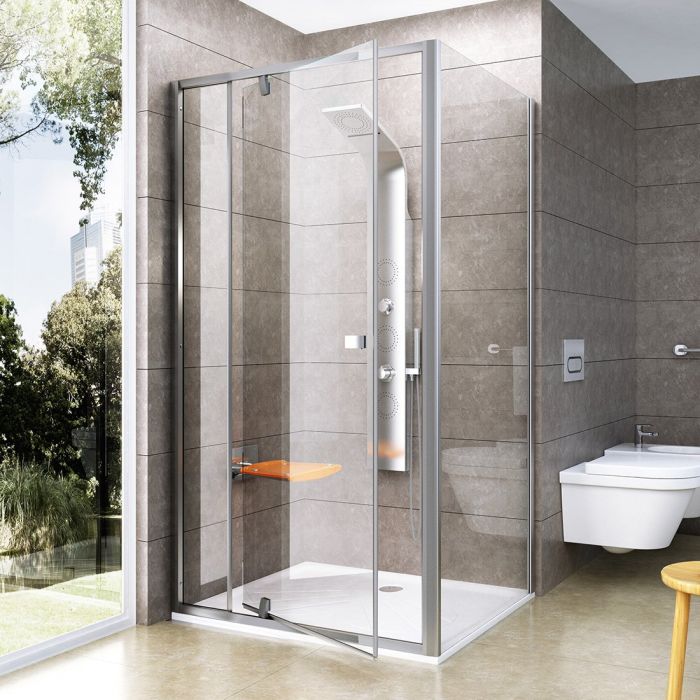 Душевые двери двухэлементные Pivot PDOP2-110 Transparent, (03GD0U00Z1) RAVAK