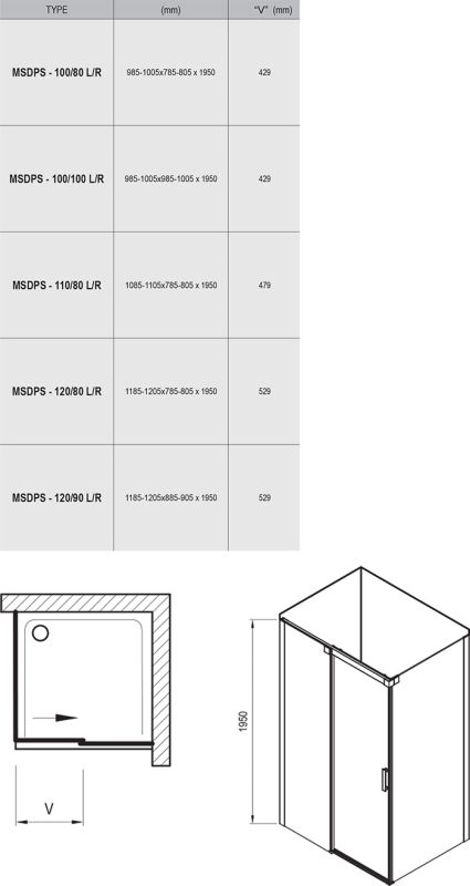 Душевая кабина прямоугольная MSDPS-120-90 R Transparent, (0WPG7C00Z1) RAVAK