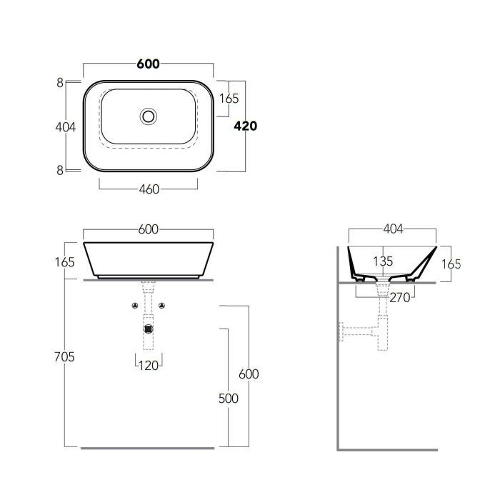 Умывальник WA 04 Wave (WA04WM) White matt, SIMAS