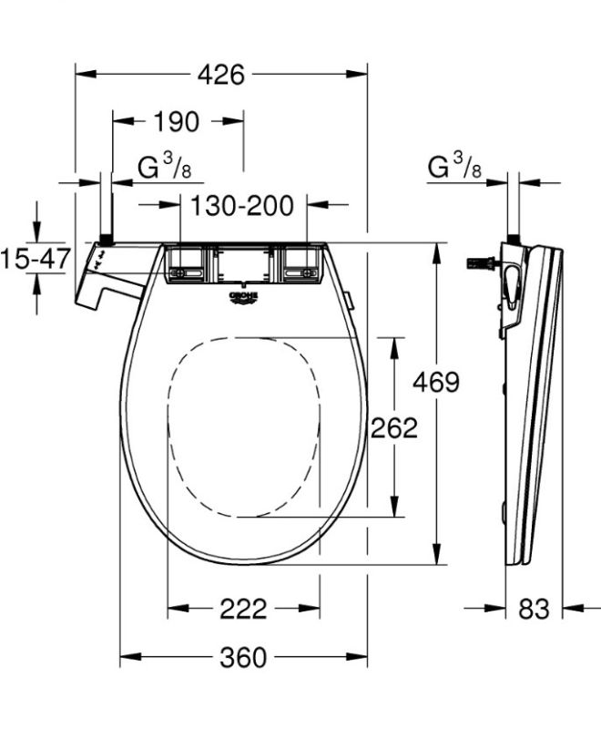 Кришка для унітаза Bau Ceramic (39648SH0), Grohe