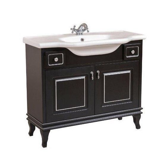 Тумба с умывальником Беатриче Люкс New Klasik Черная Патина Хром 80, Аква Родос