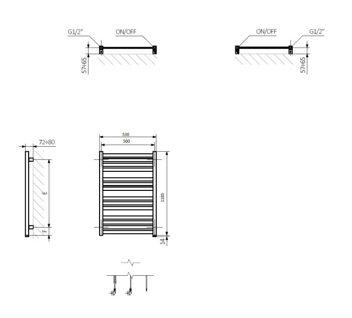 Рушникосушка TERMA Marlin One 1185х530 Ral Soft 9016 E1