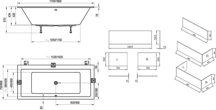Ванна прямокутна FORMY 01 Slim 180x80 RAVAK