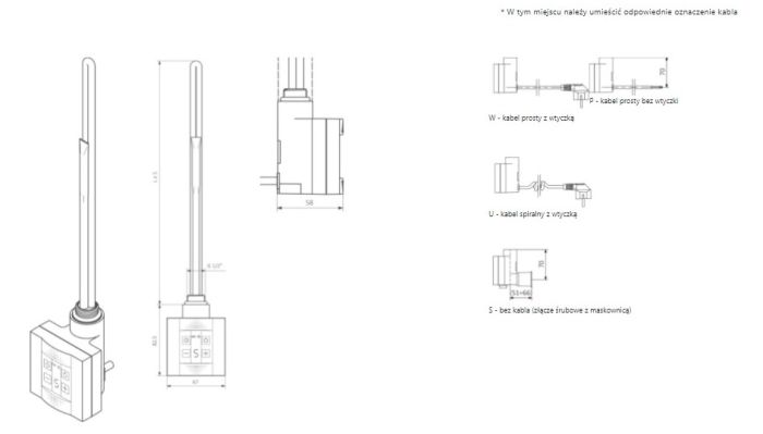 Терморегулятор з кабелем спіральним KTX4 Black Terma