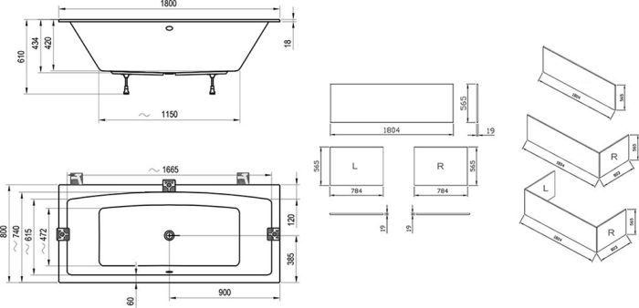 Ванна прямокутна FORMY 02 Slim 180x80 RAVAK