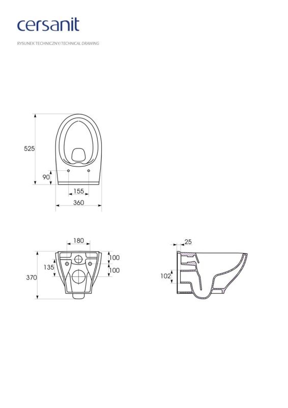 Подвесной унитаз А29 Moduo с крышкой дюропласт Slim Wrap Cersanit