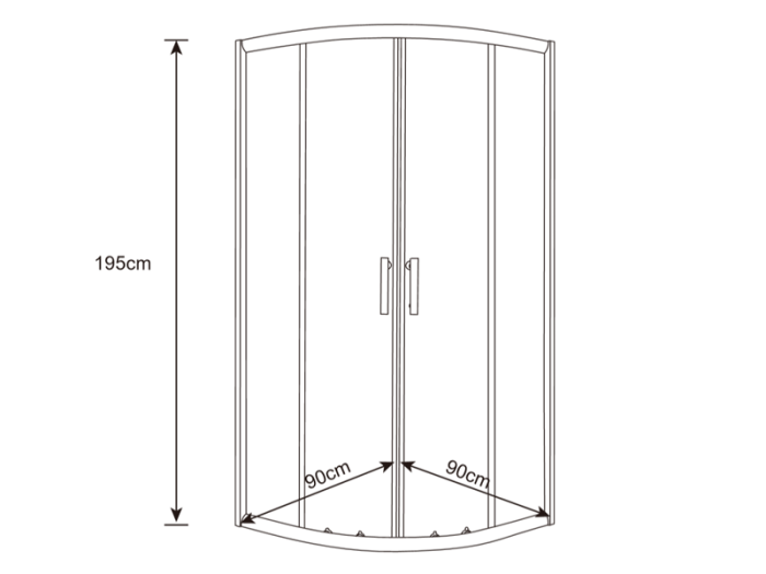 Душова кабіна 90*90 б/п, проф. чорн.мат., скло прозр. (4мм), розсувна