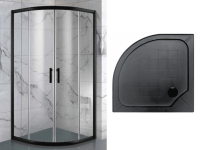 Душова кабіна з піддоном 90*90 б/п, проф. чорн.мат., скло прозр.(4мм), розпашна
