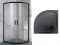 Душевая кабина с поддоном 90*90 б/п, проф. черн.мат., стекло прозр.(4мм), раздвижная