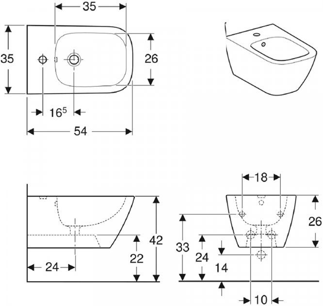 Біде підвісне Smyle Square 500.209.01.1 Geberit