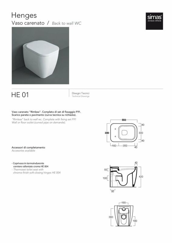 Напольный унитаз HE 01 Henges Glossy white SIMAS