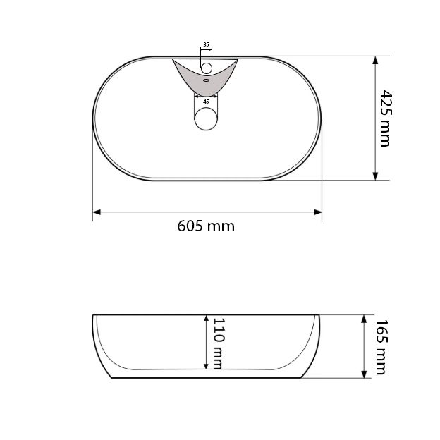Умывальник VBI LISCIA WHITE накладной