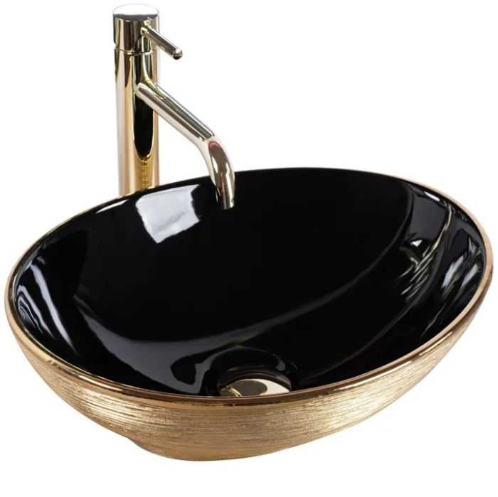Умивальник REA SOFIA BRUSHED GOLD BLACK накладний