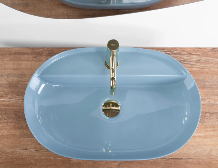 Умивальник REA AURA 61 BLUE SHINY накладний
