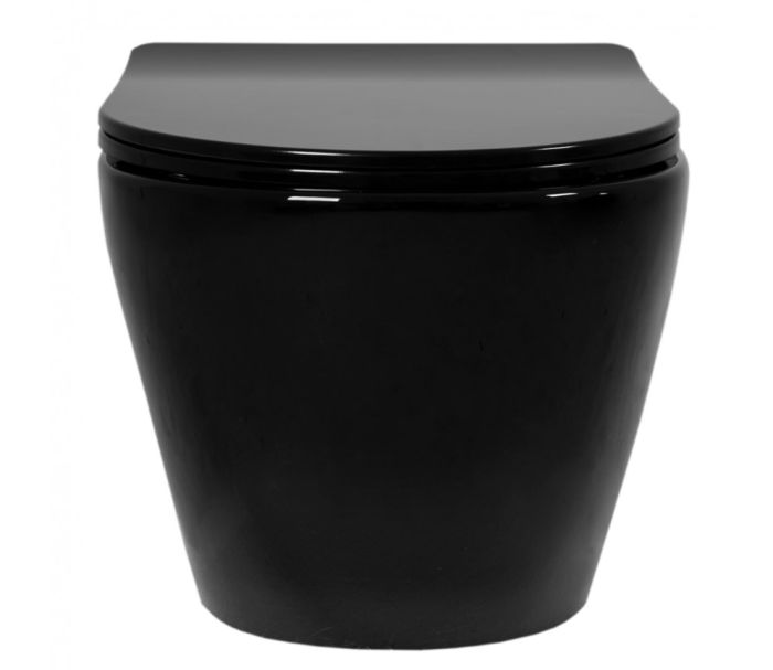 Подвесной унитаз REA CARLO MINI RIMLESS FLAT BLACK черный