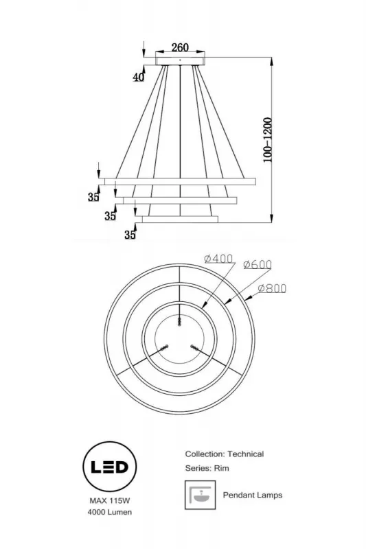 Люстра EMPRESS LED 3x, чорний