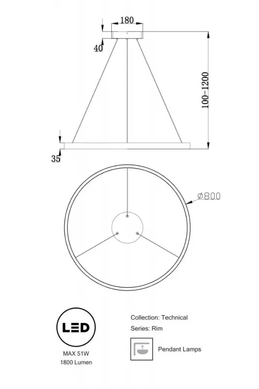 Люстра EMPRESS LED 1x 80 см, черный