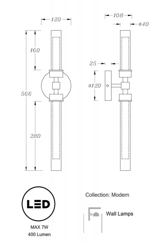 Бра EMPRESS High, латунь