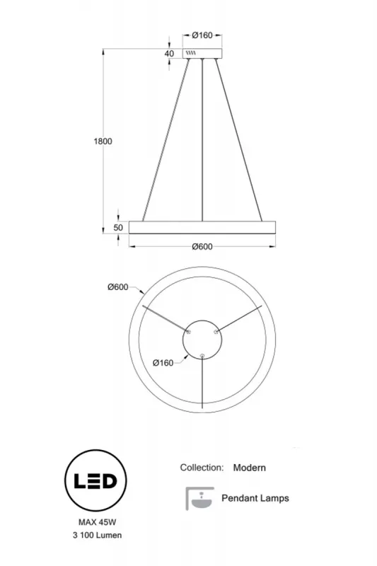 Люстра EMPRESS LED 60 см, золото