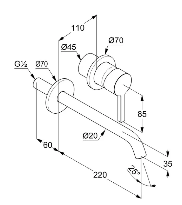 Змішувач для умивальника 220 Nova Fonte 202450515 хром Kludi