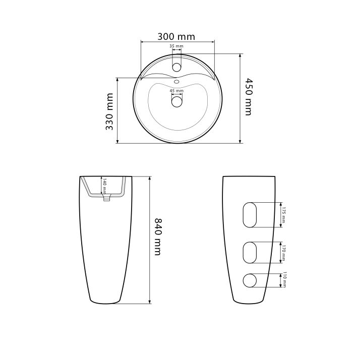 Умивальник VBI AGRIENTO BLACK GLOSSY підлоговий