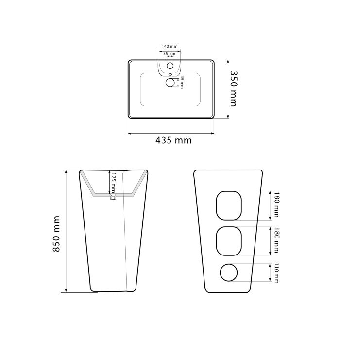 Умивальник VBI VERESE BLACK GLOSSY напольний
