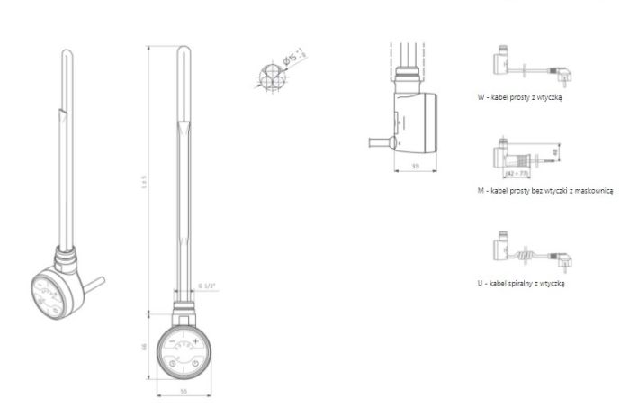 ТЕН з кабелем спіральним MOA 400W White Terma