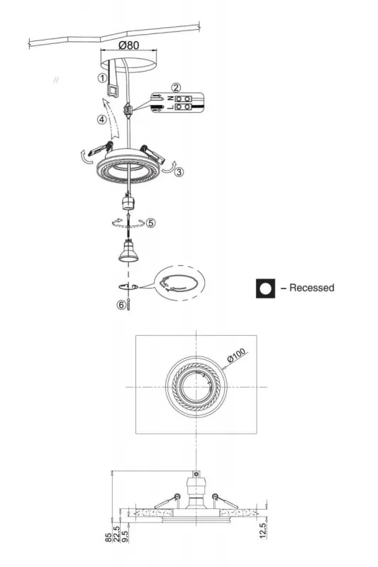 Точковий світильник SLIM 197, білий