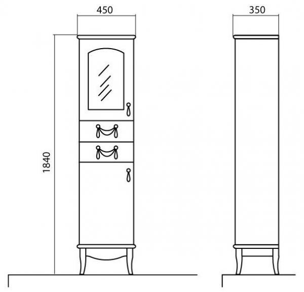 Пенал підлоговий правий Мікела Ваніль, Аква Родос
