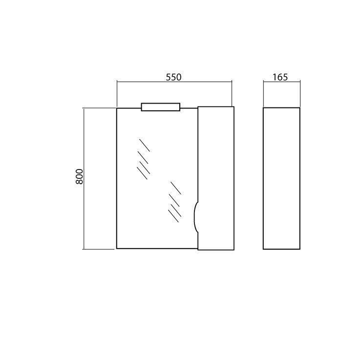 Зеркало со шкафчиком Родорс 55 с подсветкой (R), Аква Родос