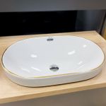 Умывальник VBI GAETA WHITE GOLD EDGE врезной